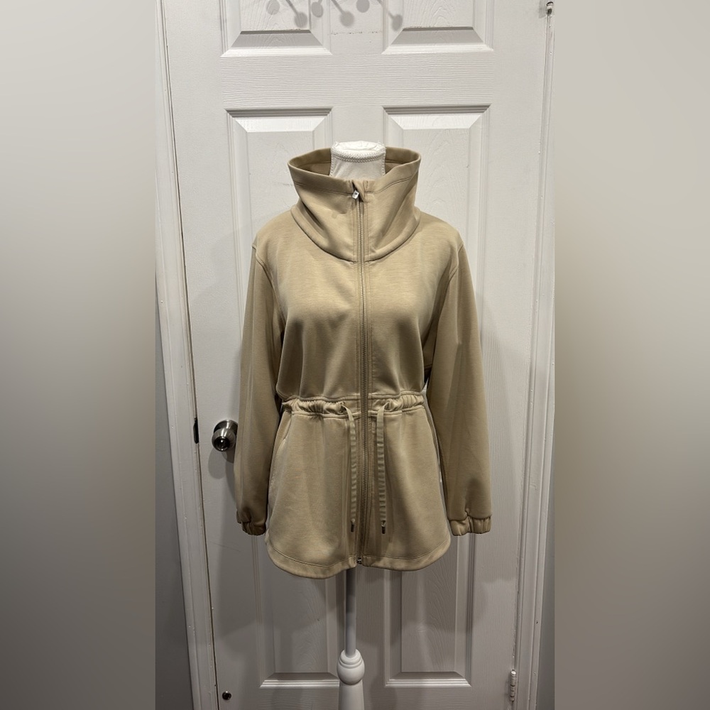 Lululemon Athletica Tan Utility Jacket with High Collar and Cinched Waist